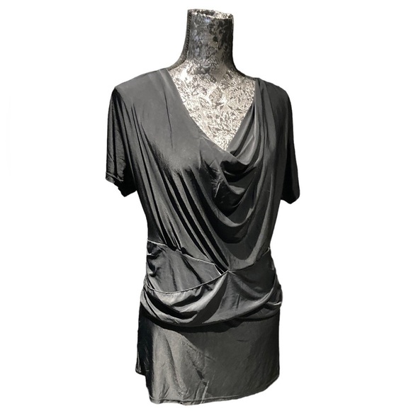 Nwt - BCBG MAX AZRIA - Women’s Black Cowl Neck Mini Cocktail Dress or Long Top - Picture 1 of 8